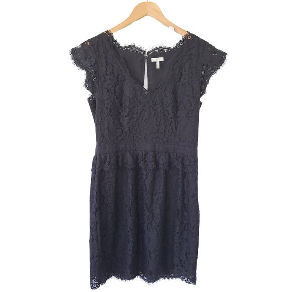 Joie Black Lace Mini Dress Cap Sleeve Coctail Party Size large / 10 - Picture 11 of 13